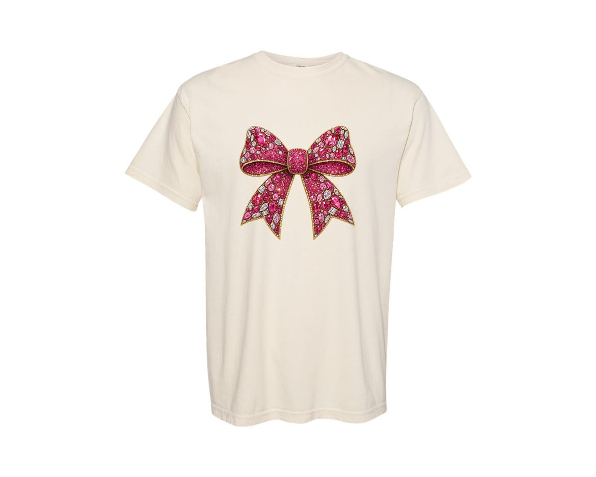 brand:Comfort Colors|color:Ivory|Faux Rhinestone Lock And Key Graphic T-Shirt