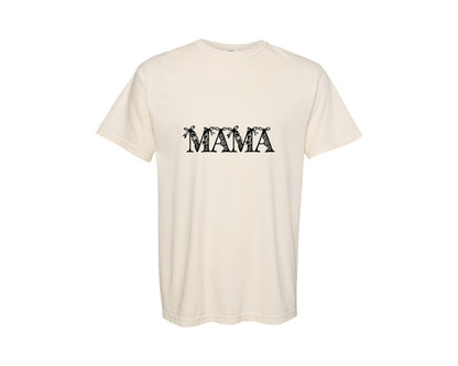 brand:Comfort Colors|color:Ivory|Coquette Floral Black Lace Bow Mama Graphic T-Shirt