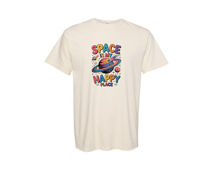 brand:Comfort Colors|color:Ivory|Space Is My Happy Place Galaxy Art Graphic T-Shirt