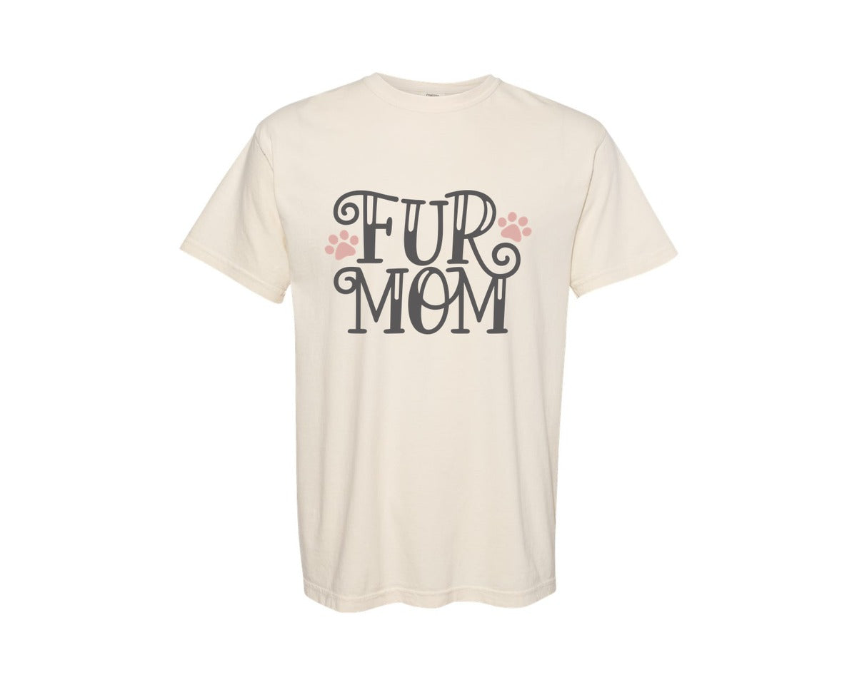brand:Comfort Colors|color:Ivory|Fur Mom Cute Crazy Cat Lady Quote 2 Graphic T-Shirt