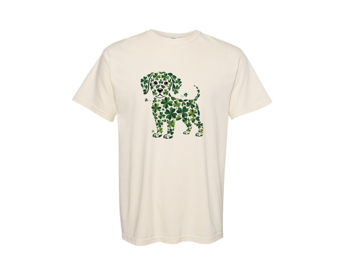 brand:Comfort Colors|color:Ivory|St Patricks Day Shamrock Bulldog Graphic T-Shirt