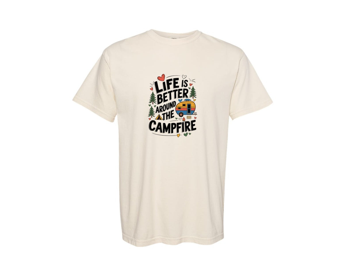 brand:Comfort Colors|color:Ivory|Cute Campfire Quote With Rv Trees Graphic T-Shirt