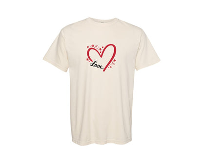 brand:Comfort Colors|color:Ivory|Love Heart Doodle Valentines Day Graphic T-Shirt