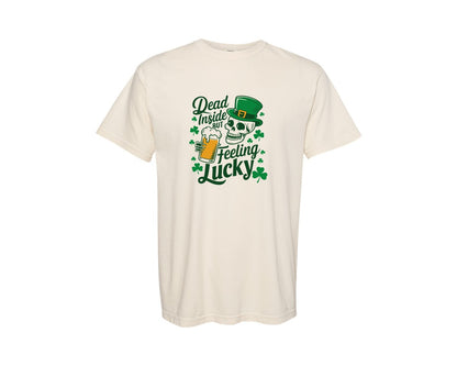 brand:Comfort Colors|color:Ivory|Dead Inside But Lucky Irish Day Graphic T-Shirt