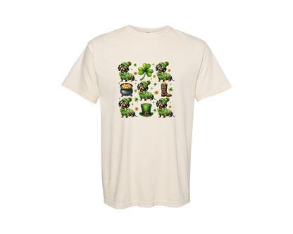 brand:Comfort Colors|color:Ivory|St Patrick Dachshund Graphic T-Shirt