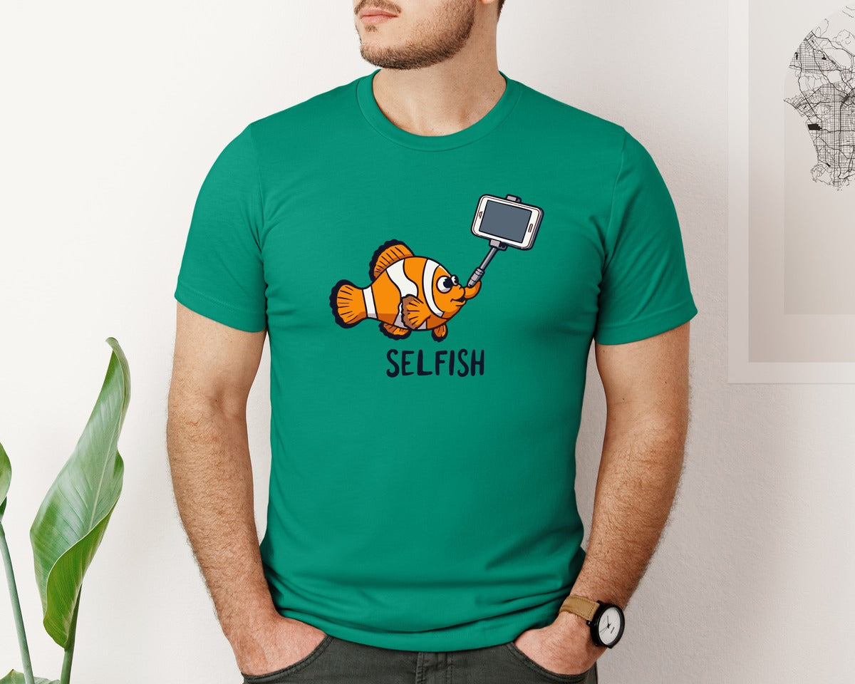 brand:Bella Canvas|color:Kelly|Selfish Clownfish Funny Fish Design Graphic T-Shirt