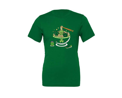 brand:Generic|color:Kelly|Lucky Ramen Cat St Patricks Day Graphic T-Shirt