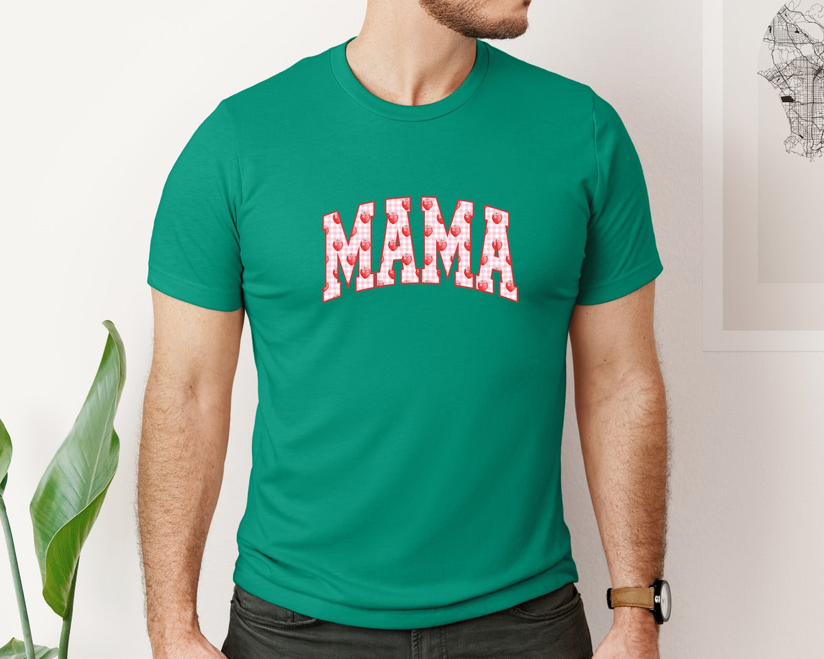 brand:Bella Canvas|color:Kelly|Mama Summer Spring Mama Strawberry Graphic T-Shirt