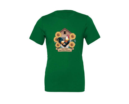 brand:Generic|color:Kelly|Just A Girl Who Loves Chickens 8 Graphic T-Shirt