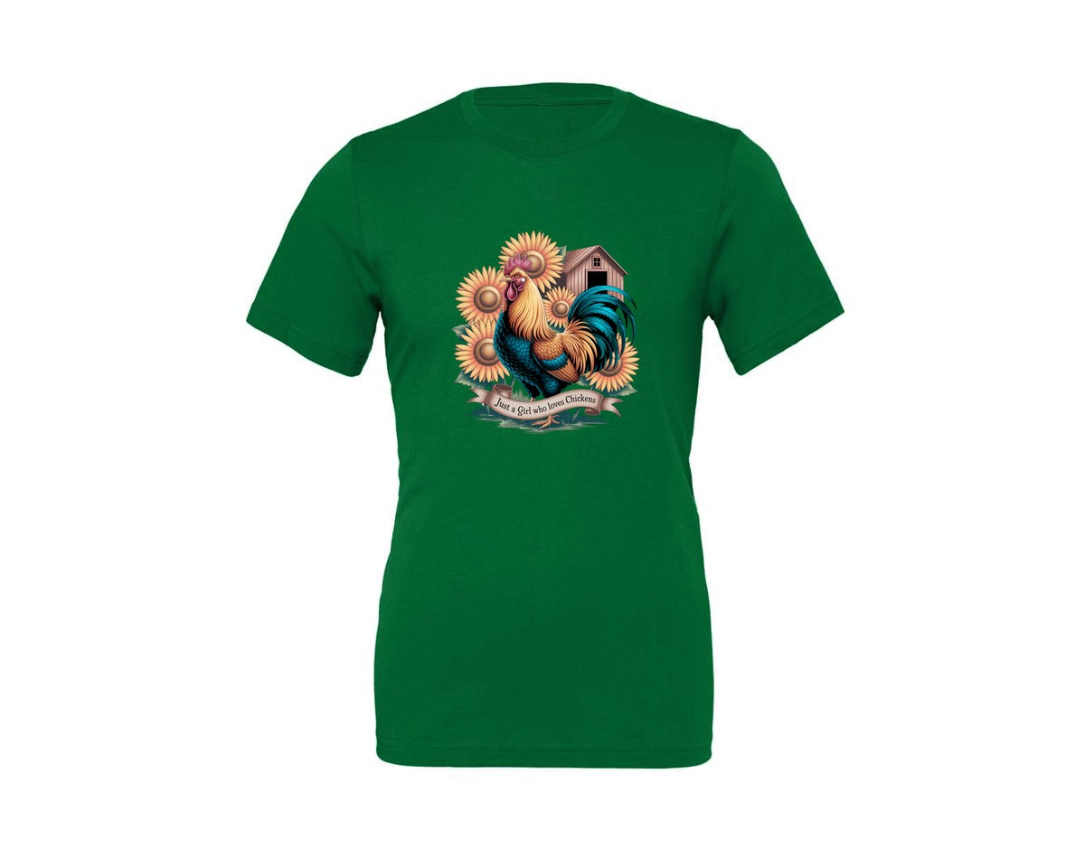 brand:Generic|color:Kelly|Just A Girl Who Loves Chickens 10 Graphic T-Shirt