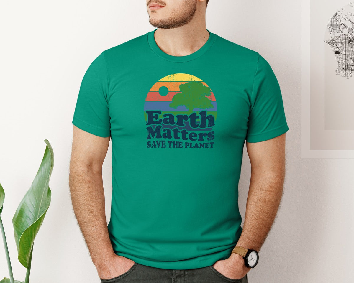 brand:Bella Canvas|color:Kelly|Earth Matters Save The Planet T Shirt Graphic T-Shirt