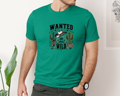 brand:Bella Canvas|color:Kelly|Western Wanted And Wild T Shirt Graphic T-Shirt