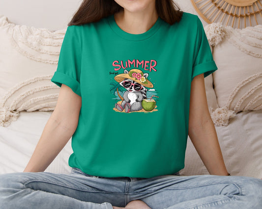 Feral Girl Summer Raccoon Art 2 Graphic T-Shirt