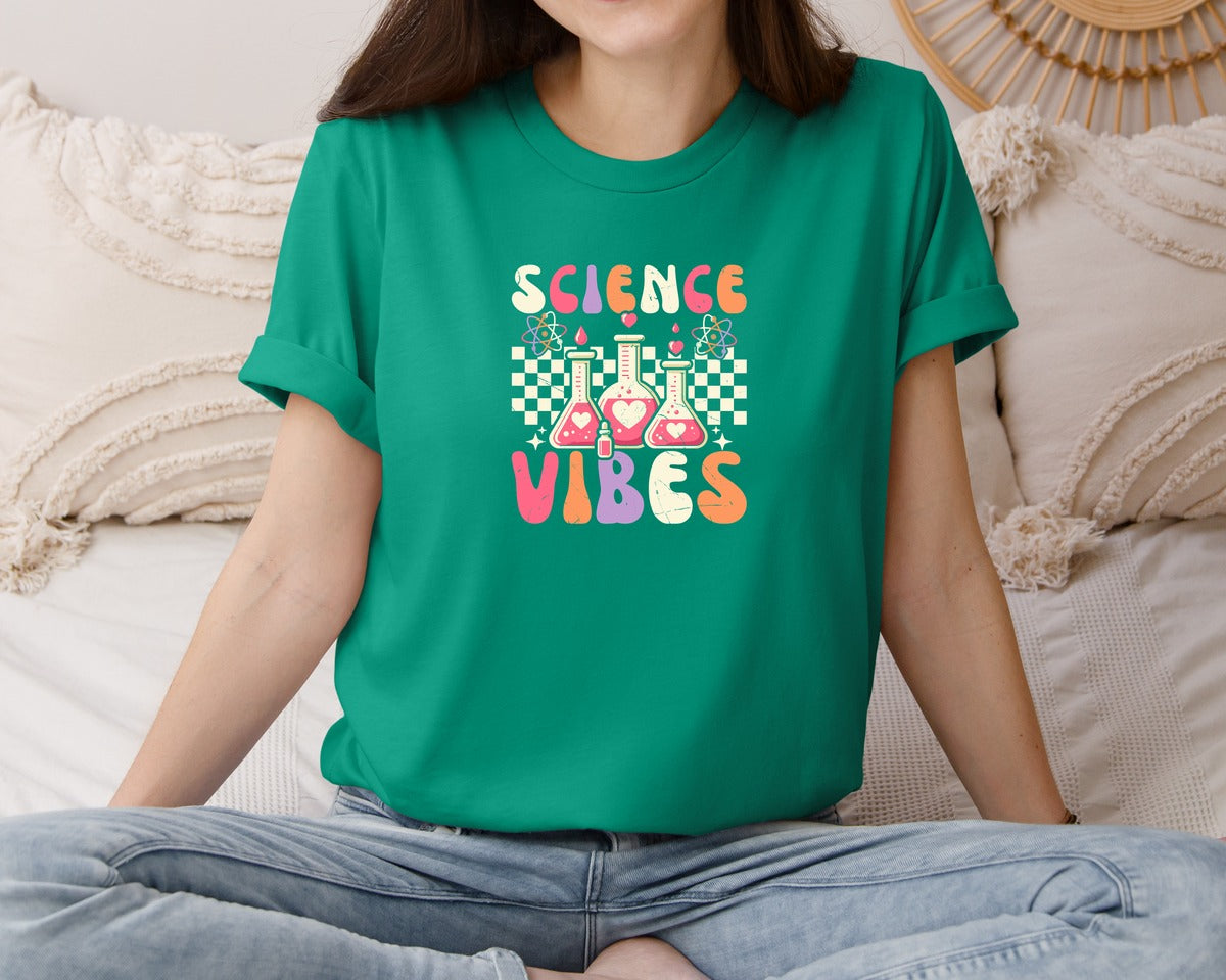 brand:Bella Canvas|color:Kelly|Groovy Science Vibes Chemistry T Shirt Graphic T-Shirt
