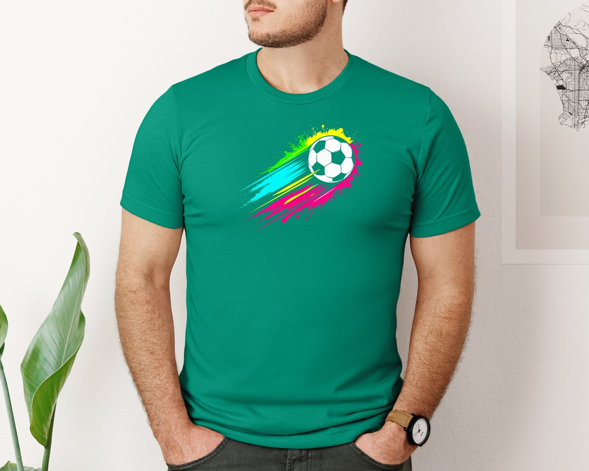 brand:Bella Canvas|color:Kelly|Colorful Tie Dye Soccer Ball T Shirt Graphic T-Shirt