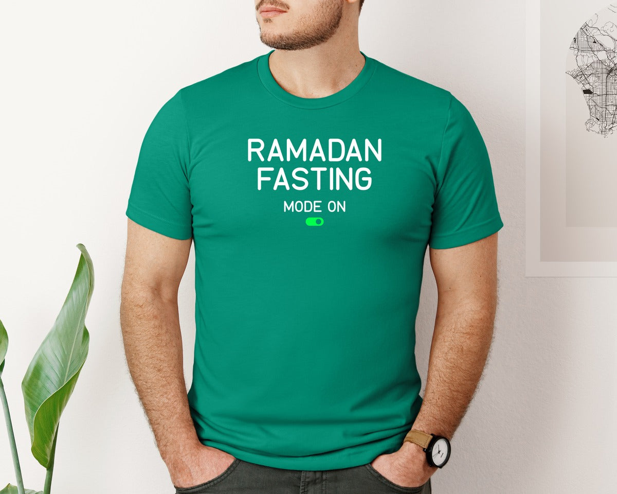 brand:Bella Canvas|color:Kelly|Ramadan Fasting Mode On Ramadan Typogra Graphic T-Shirt