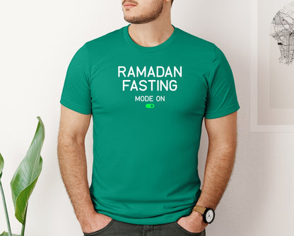 brand:Bella Canvas|color:Kelly|Ramadan Fasting Mode On Ramadan Typogra Graphic T-Shirt