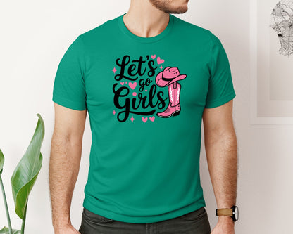 brand:Bella Canvas|color:Kelly|Lets Go Girls Western Cowgirl Graphic T-Shirt