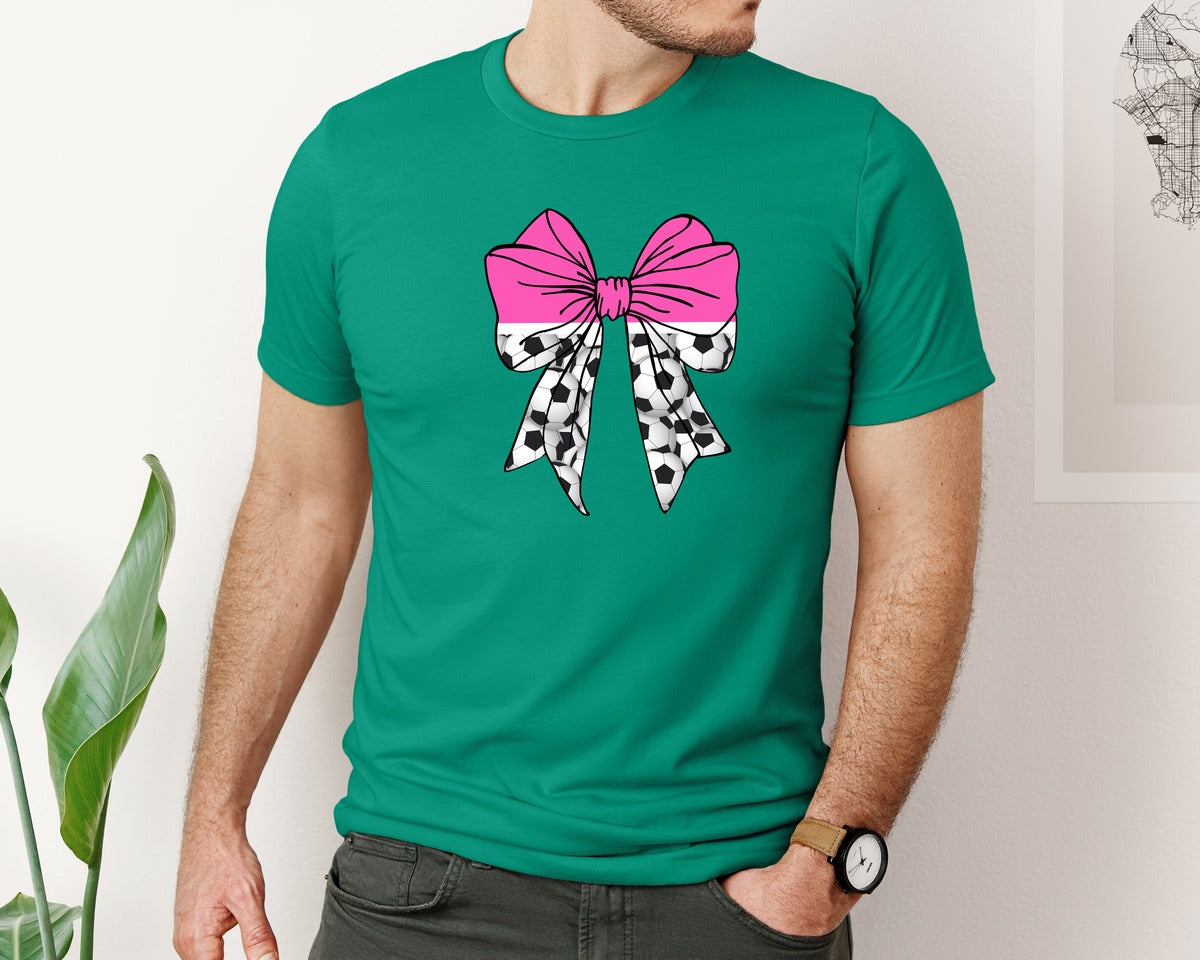 brand:Bella Canvas|color:Kelly|Soccer Ball Print Pink Graphic T-Shirt
