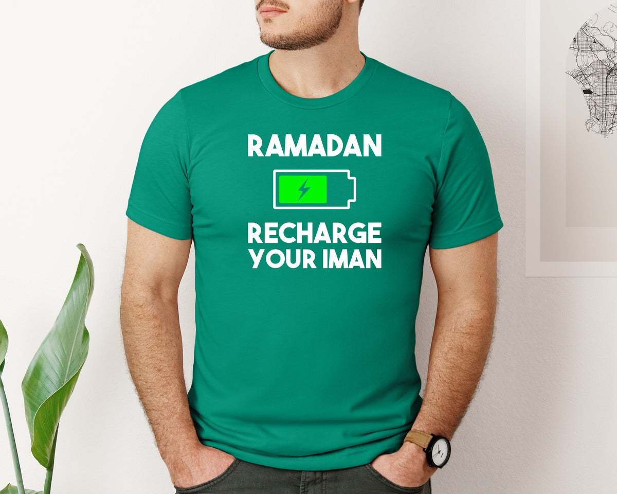 brand:Bella Canvas|color:Kelly|Ramadan Recharge Your Iman Muslim Motiv Graphic T-Shirt