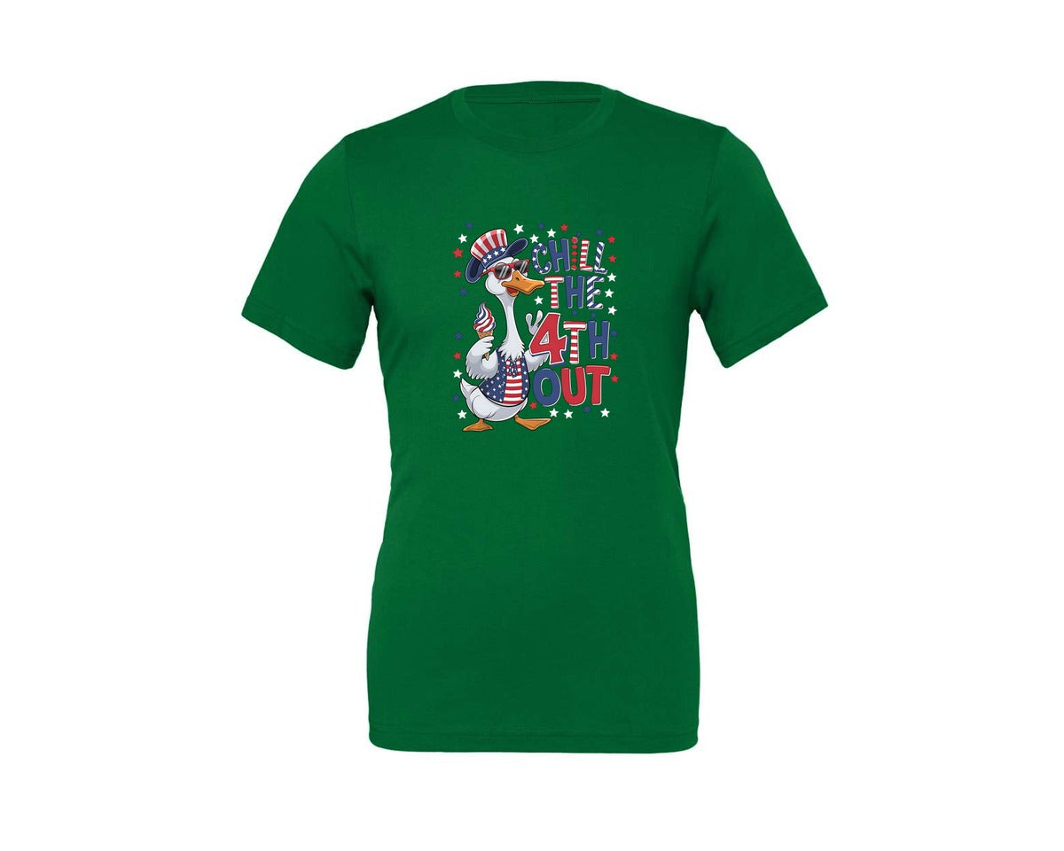 brand:Generic|color:Kelly|4Th Of July Patriotic Goose Chill The 4 Graphic T-Shirt