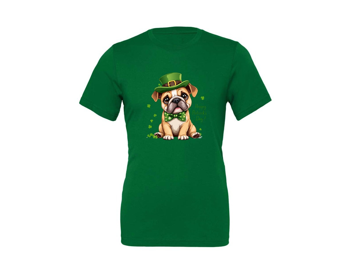 brand:Generic|color:Kelly|St Patricks Day Bulldog Graphic T-Shirt