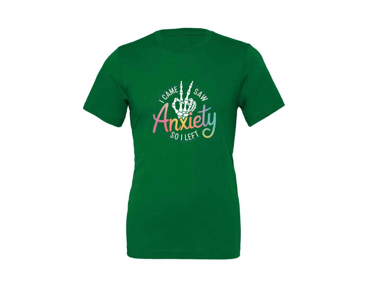 brand:Generic|color:Kelly|I Came I Saw Anxiety Gothic 3 Graphic T-Shirt