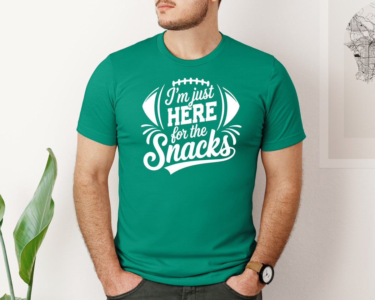 brand:Bella Canvas|color:Kelly|Im Just Here For The Snacks Graphic T-Shirt