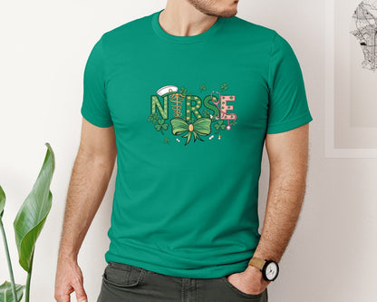 brand:Bella Canvas|color:Kelly|St Patricks Day Nurse Lucky Nurse 6 Graphic T-Shirt