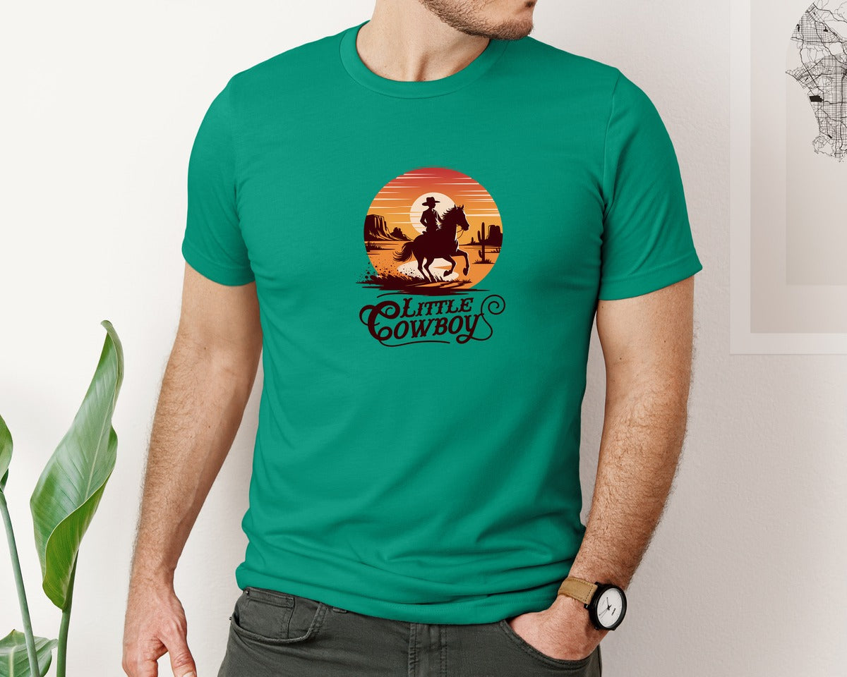 brand:Bella Canvas|color:Kelly|Little Cowboy Western Horse Riding 3 Graphic T-Shirt