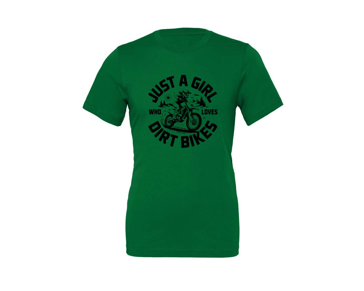 brand:Generic|color:Kelly|Just A Girl Who Loves Dirt Bikes T S Graphic T-Shirt