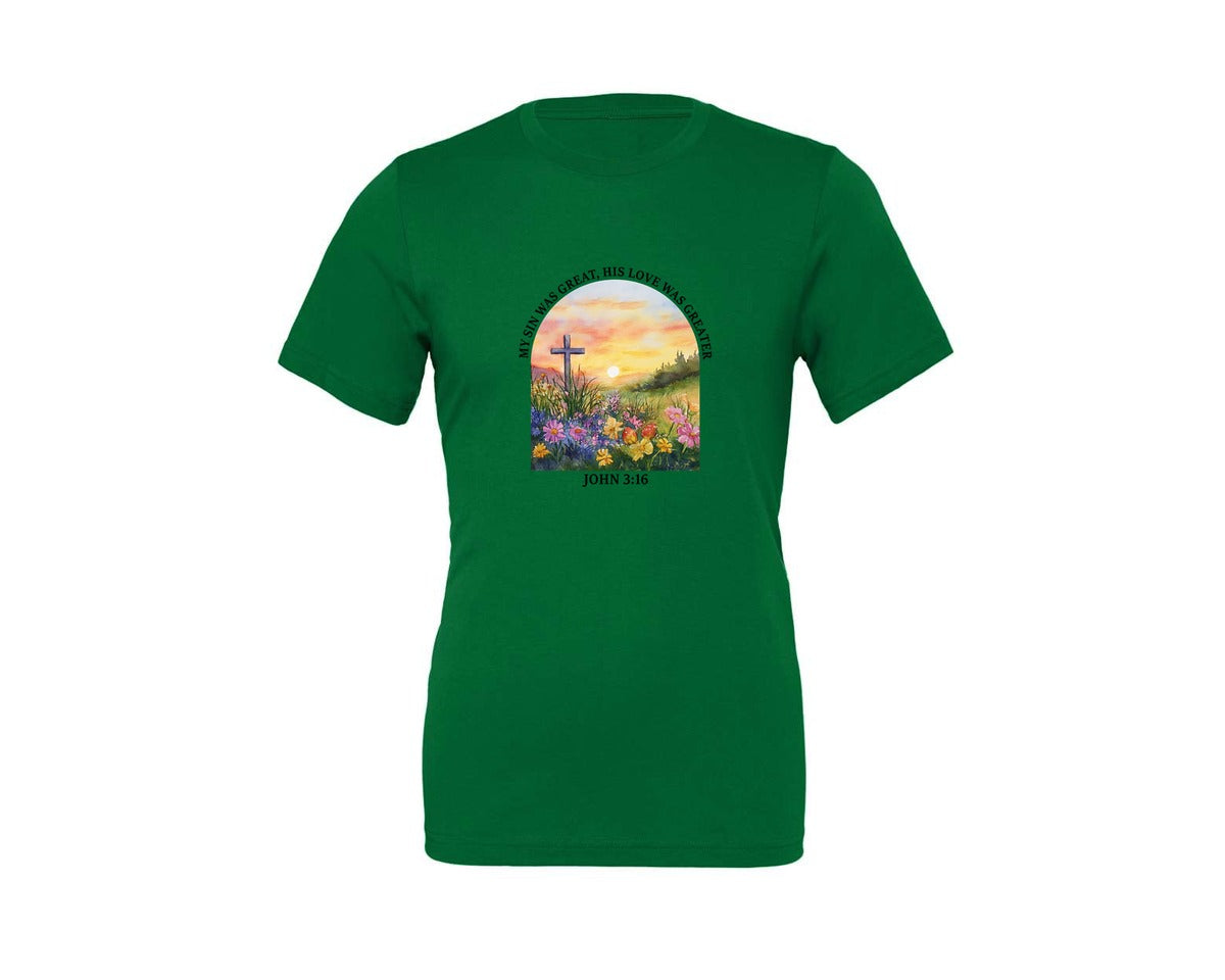 brand:Generic|color:Kelly|Floral Christian Bible Verse Graphic T-Shirt