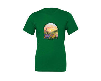 brand:Generic|color:Kelly|Floral Christian Bible Verse Graphic T-Shirt
