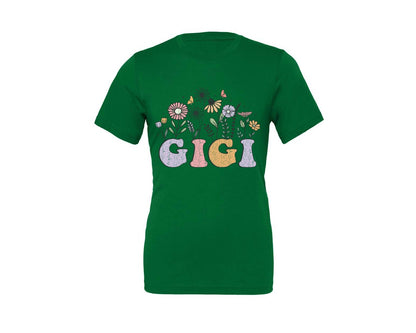 brand:Generic|color:Kelly|Gigi Grandma Mothers Day Flower Graphic T-Shirt