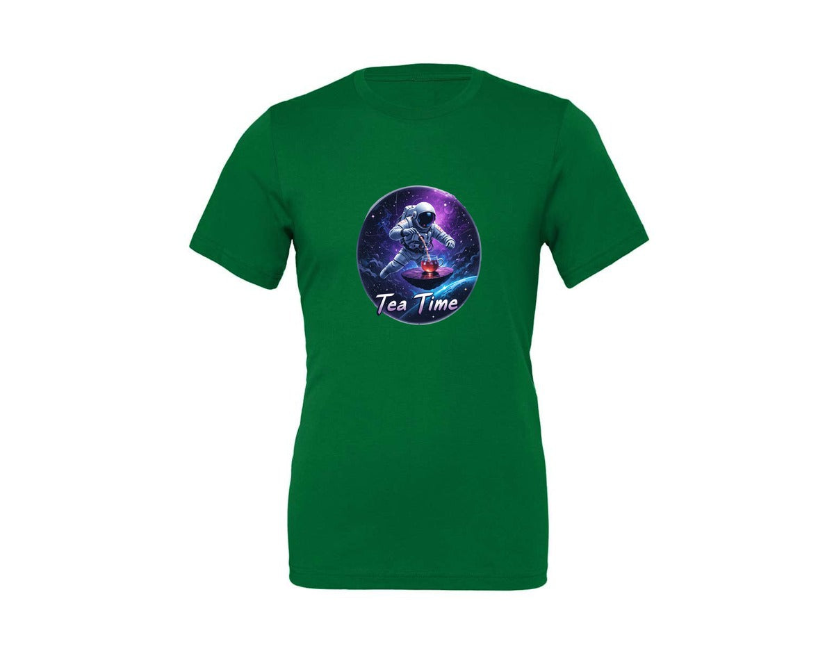 brand:Generic|color:Kelly|Astronaut Tea Time In Space T Shirt Graphic T-Shirt