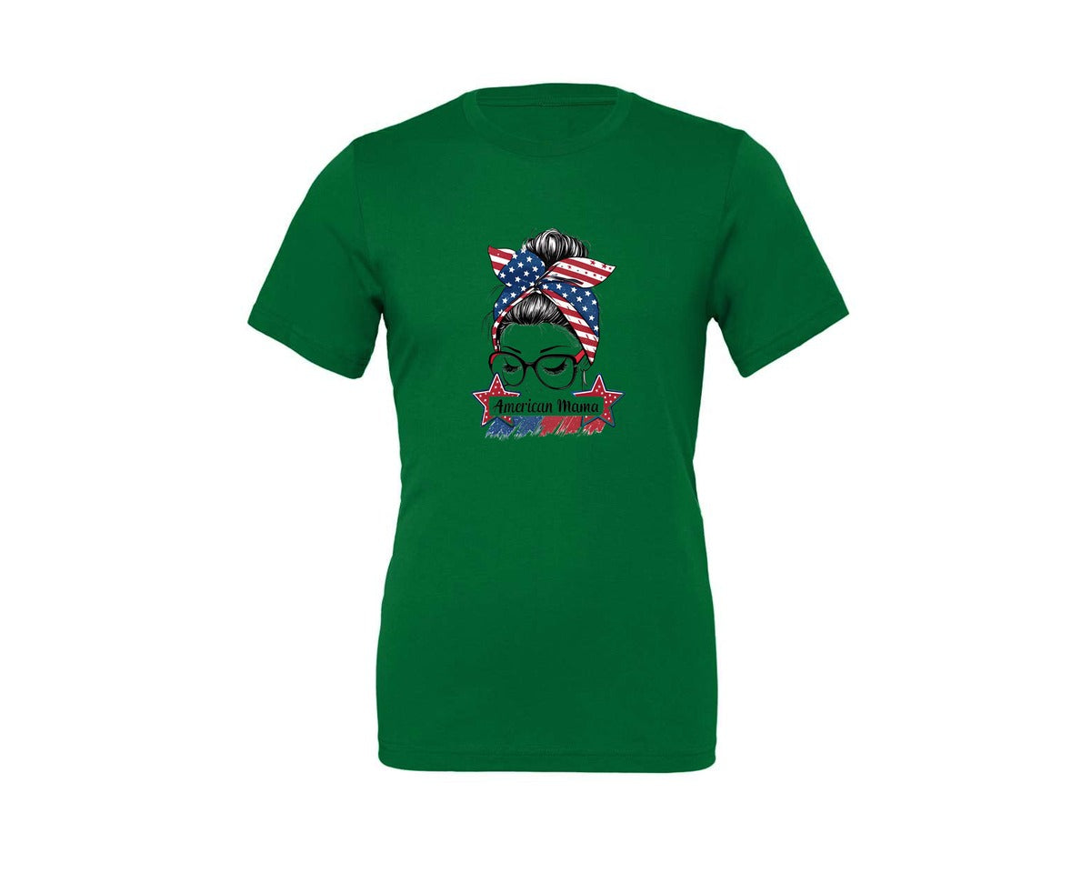 brand:Generic|color:Kelly|American Mama Patriotic Design Graphic T-Shirt
