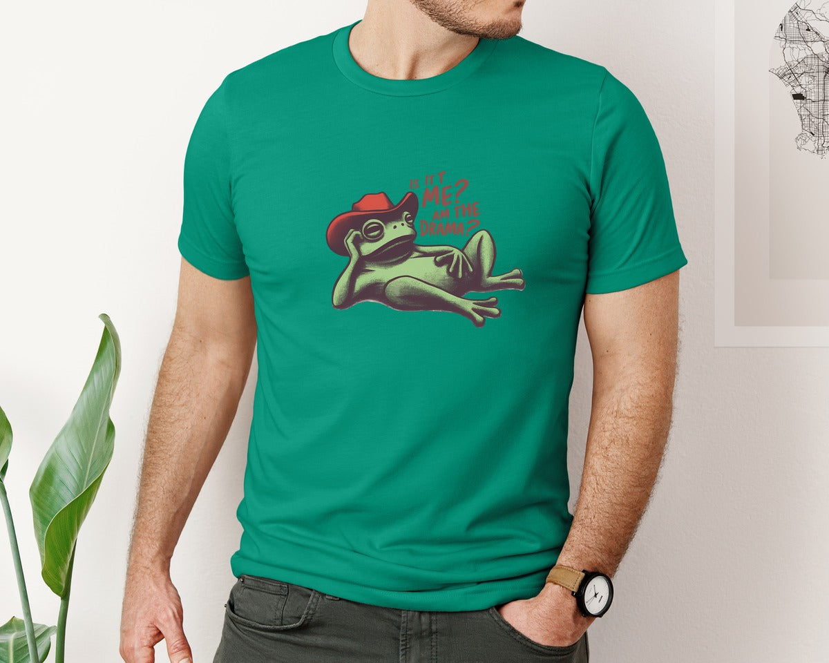 brand:Bella Canvas|color:Kelly|Drama Frog Funny Cowboy Aesthetic Graphic T-Shirt