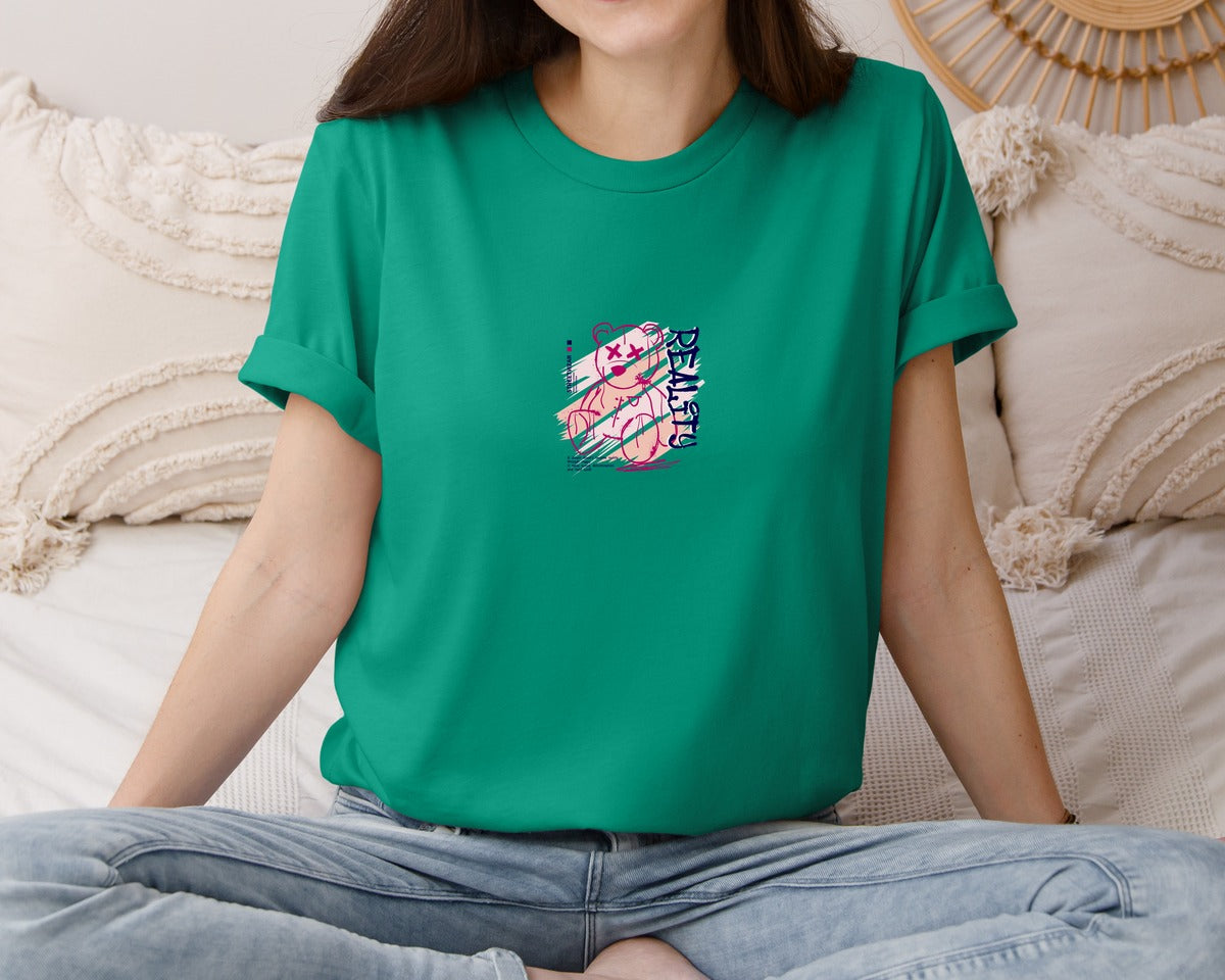 brand:Bella Canvas|color:Kelly|Reality Graffiti Bear Doll Streetwear Graphic T-Shirt