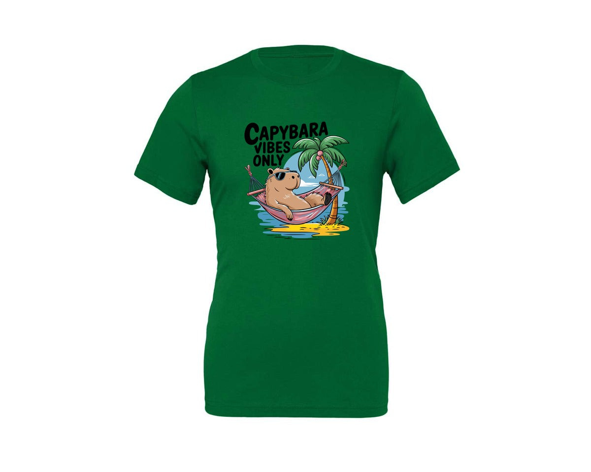 brand:Generic|color:Kelly|Capybara Vibes Only Summer T Shirt Print Graphic T-Shirt