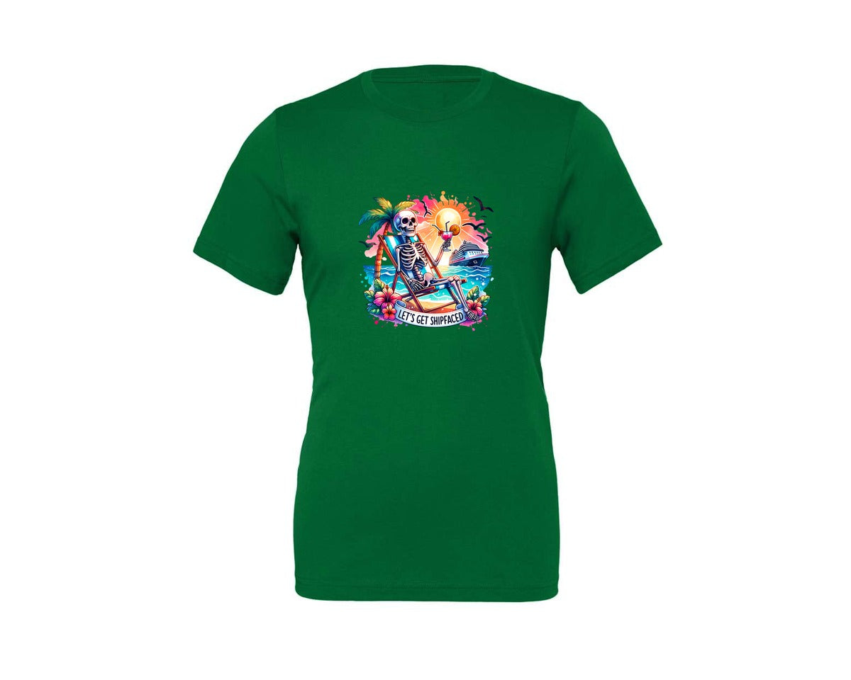 brand:Generic|color:Kelly|Cruise Skeleton Funny Graphic T-Shirt