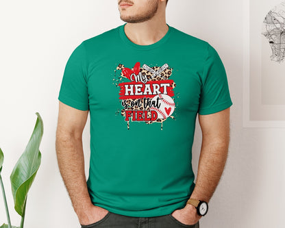 brand:Bella Canvas|color:Kelly|My Heart Is On That Field Baseball 4 Graphic T-Shirt