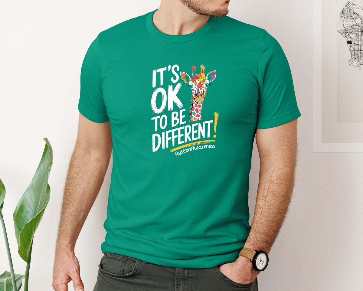 brand:Bella Canvas|color:Kelly|Its Ok To Be Different Autism Awareness 17 Graphic T-Shirt