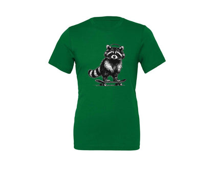 brand:Generic|color:Kelly|Raccoon Playing Skateboard Shirt Graphic T-Shirt