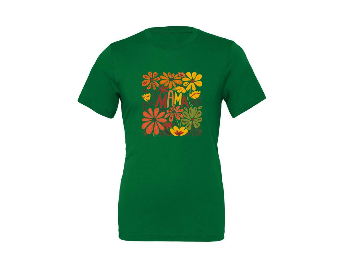 brand:Generic|color:Kelly|Retro Floral Mama Boho Mothers Day 3 Graphic T-Shirt