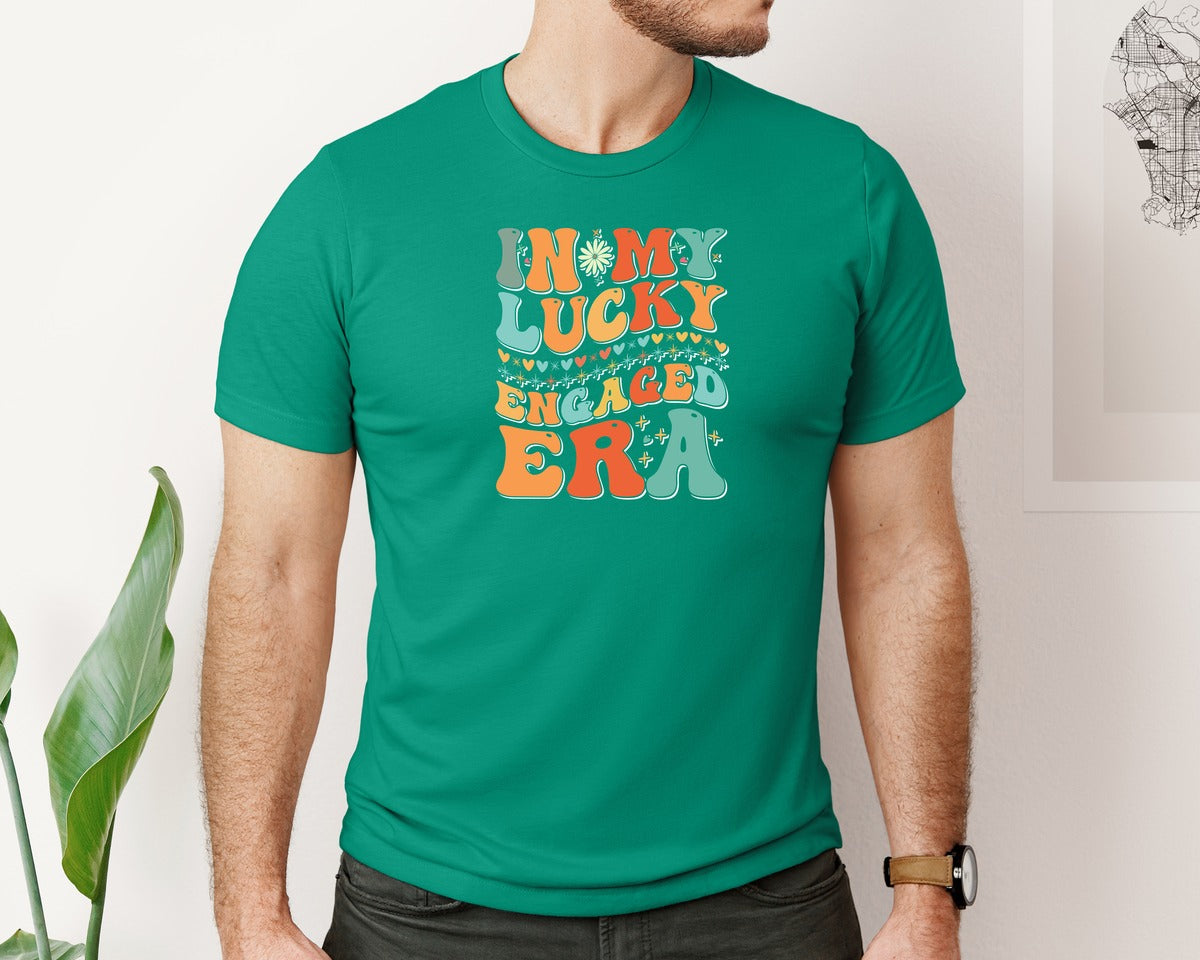 brand:Bella Canvas|color:Kelly|In My Lucky Engaged Era 2 Graphic T-Shirt