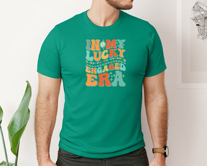 brand:Bella Canvas|color:Kelly|In My Lucky Engaged Era 2 Graphic T-Shirt