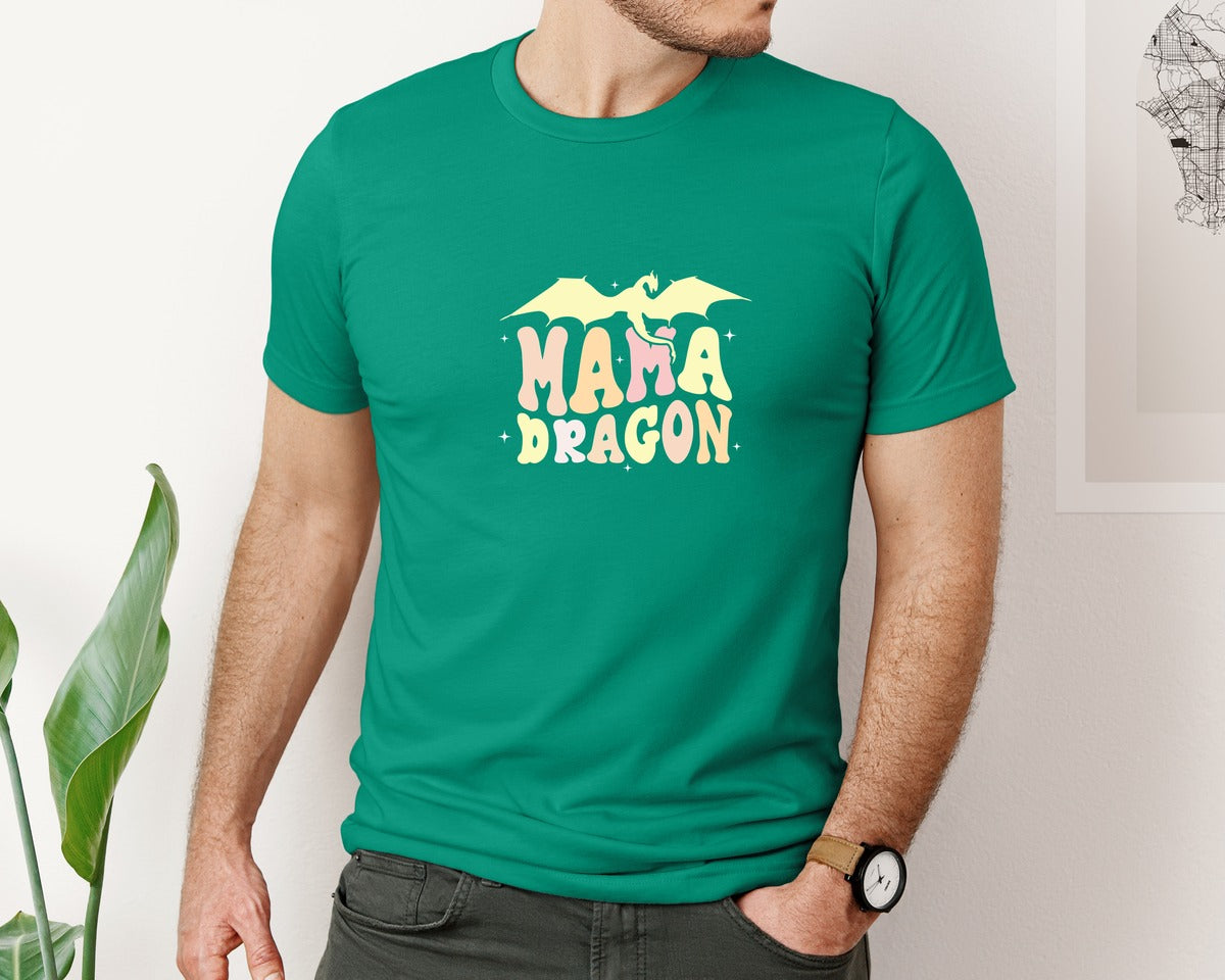 brand:Bella Canvas|color:Kelly|Mama Dragons Mothers Day Design Graphic T-Shirt