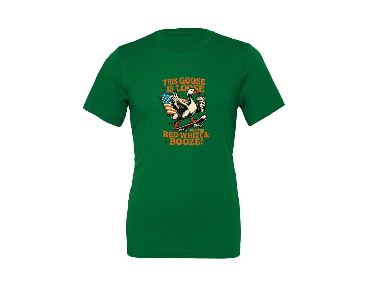 brand:Generic|color:Kelly|The Goose Is Loose For The Red White Graphic T-Shirt