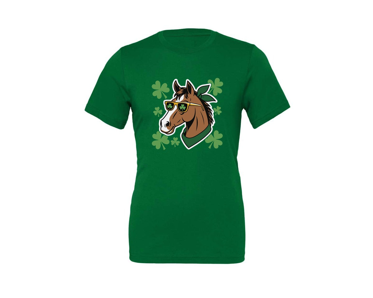 brand:Generic|color:Kelly|St Patricks Day Horse Irish Day Graphic T-Shirt