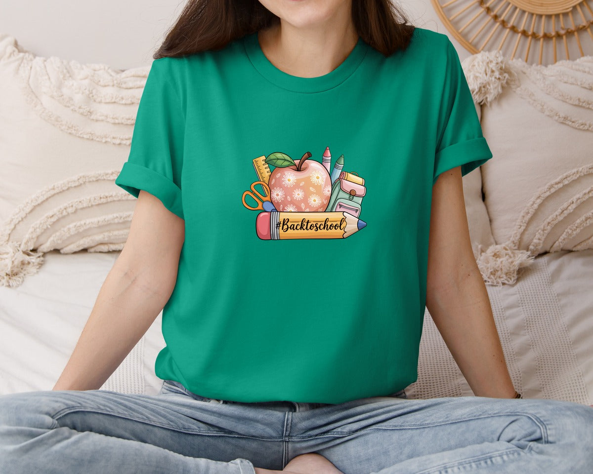 brand:Bella Canvas|color:Kelly|Back To School Graphic T-Shirt